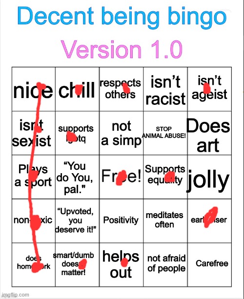 yay | image tagged in decent being bingo | made w/ Imgflip meme maker