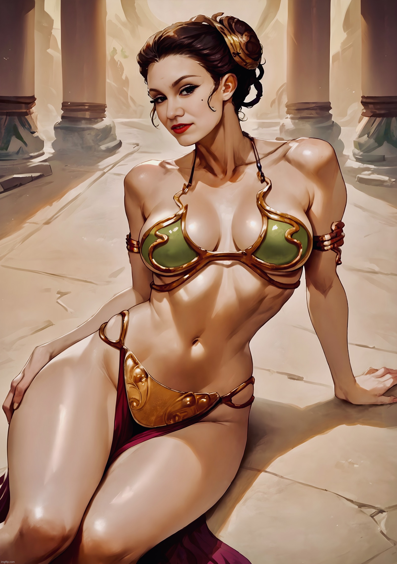 Slave Leia | image tagged in slave leia,star wars,memes,princess leia,return of the jedi,alternate reality | made w/ Imgflip meme maker