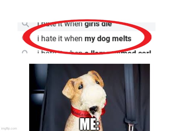 ME: | image tagged in melting,dog,funny,internet | made w/ Imgflip meme maker