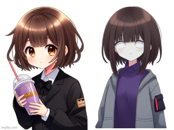 These 2 girls | image tagged in anime girl hiding from terminator | made w/ Imgflip meme maker