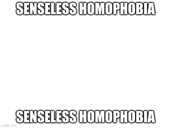 SENSELESS HOMOPHOBIA | SENSELESS HOMOPHOBIA; SENSELESS HOMOPHOBIA | image tagged in senseless homophobia | made w/ Imgflip meme maker