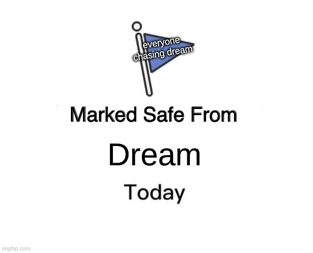 Marked Safe From | everyone chasing dream; Dream | image tagged in memes,marked safe from,minecraft memes | made w/ Imgflip meme maker