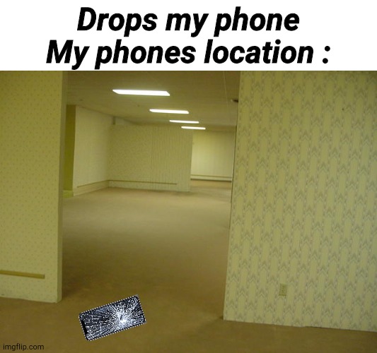 "Where is my phone" | Drops my phone
My phones location : | image tagged in the backrooms | made w/ Imgflip meme maker