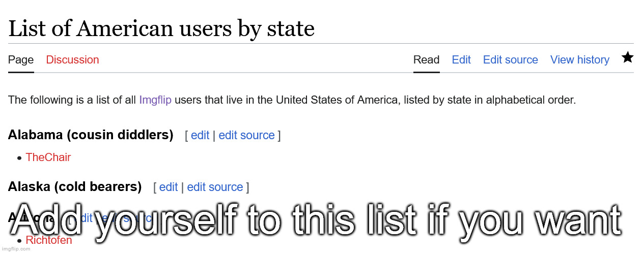 We need to expand the wiki | Add yourself to this list if you want | made w/ Imgflip meme maker