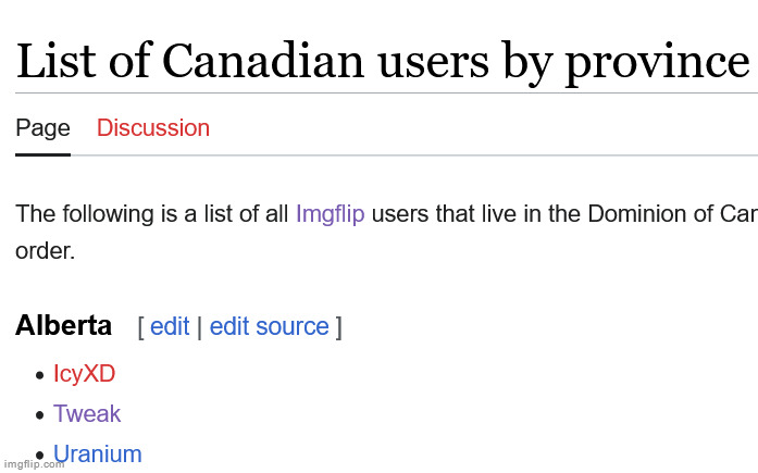 Four Canadian users and three of them live in the same province lmao | made w/ Imgflip meme maker