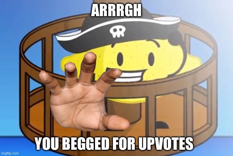 Lemony Pirate | ARRRGH; YOU BEGGED FOR UPVOTES | image tagged in lemony pirate | made w/ Imgflip meme maker