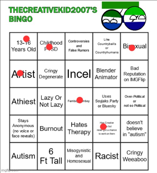 Ew politics | image tagged in thecreativekid2007's official bingo | made w/ Imgflip meme maker