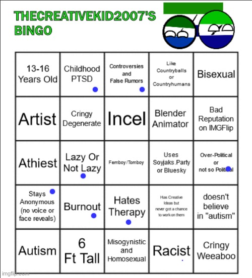 TheCreativeKid2007's Official Bingo | image tagged in thecreativekid2007's official bingo | made w/ Imgflip meme maker