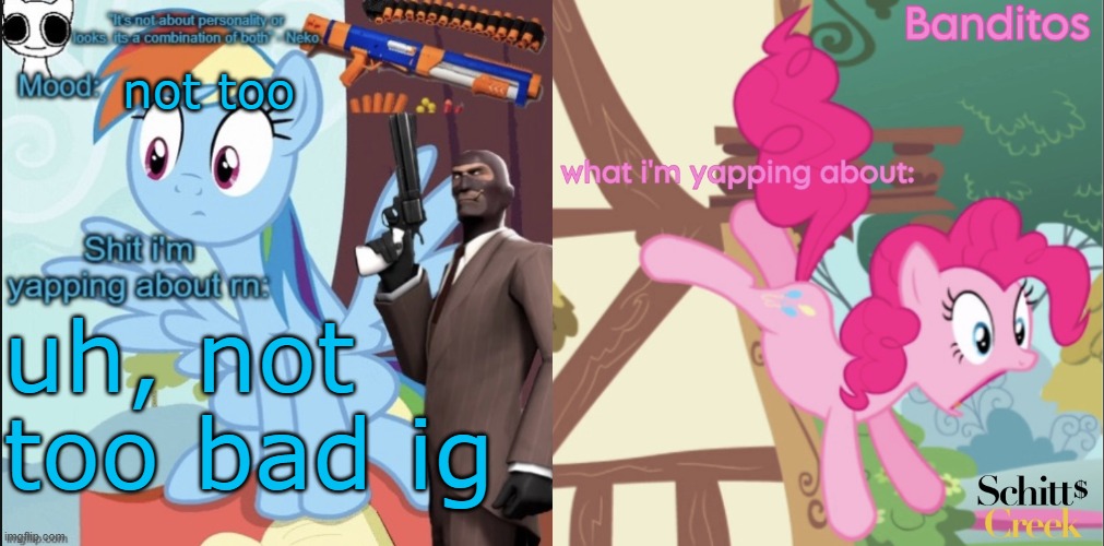 banditos and neko shared template (fixed | not too; uh, not too bad ig | image tagged in banditos and neko shared template fixed | made w/ Imgflip meme maker
