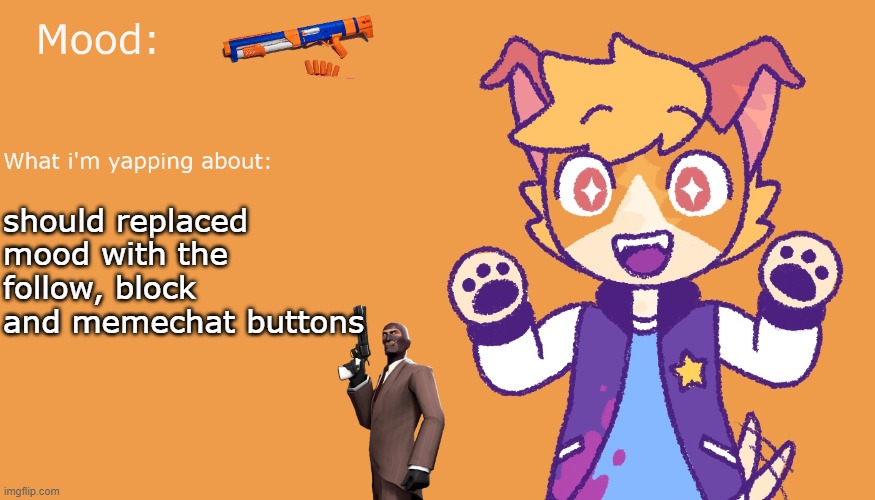 Rover Jackson annoucment template | should replaced mood with the follow, block and memechat buttons | image tagged in rover jackson annoucment template | made w/ Imgflip meme maker