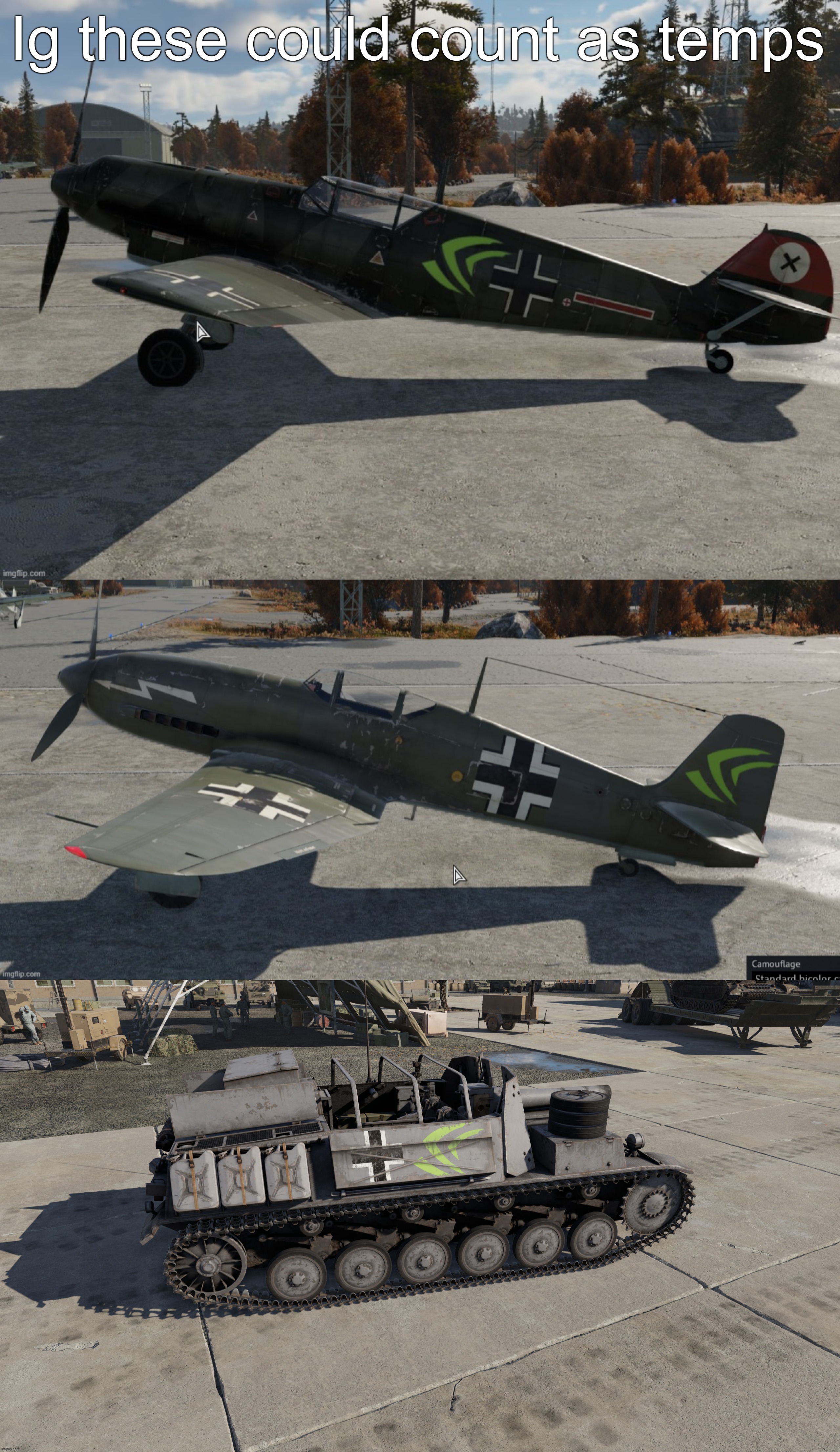 Ig these could count as temps | image tagged in nvidia plane,nvidia tank | made w/ Imgflip meme maker