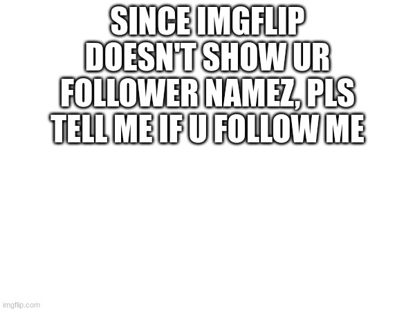 SINCE IMGFLIP DOESN'T SHOW UR FOLLOWER NAMEZ, PLS TELL ME IF U FOLLOW ME | made w/ Imgflip meme maker