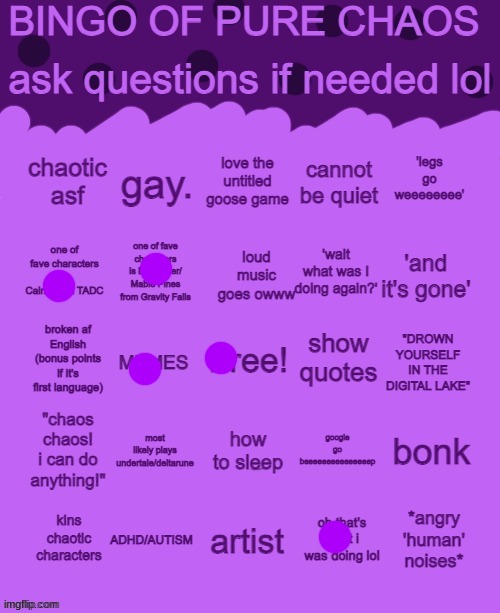 Bingo of pure chaos | image tagged in bingo of pure chaos | made w/ Imgflip meme maker