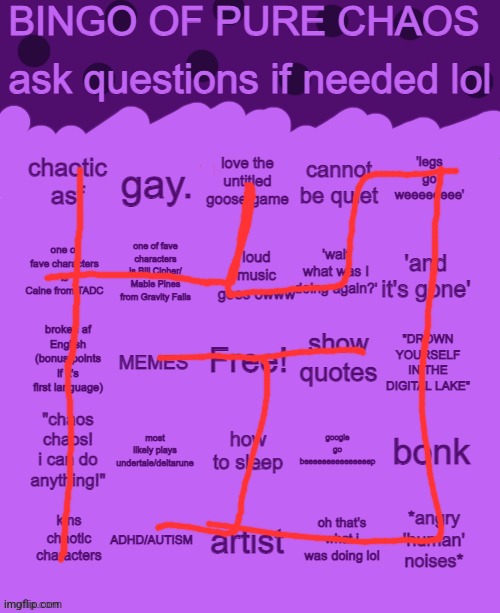 Bingo of pure chaos | image tagged in bingo of pure chaos | made w/ Imgflip meme maker