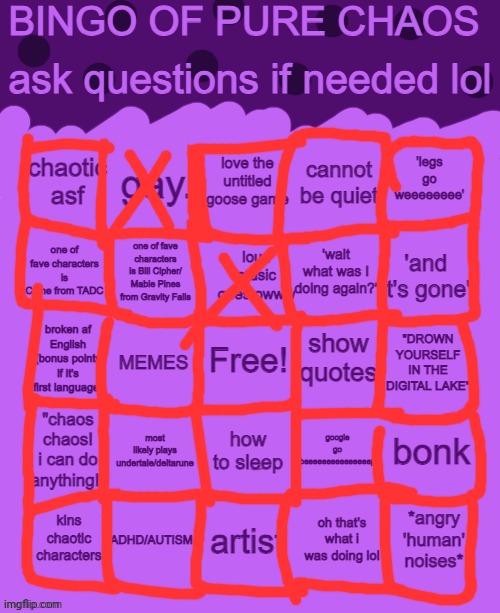Bingo of pure chaos | image tagged in bingo of pure chaos | made w/ Imgflip meme maker