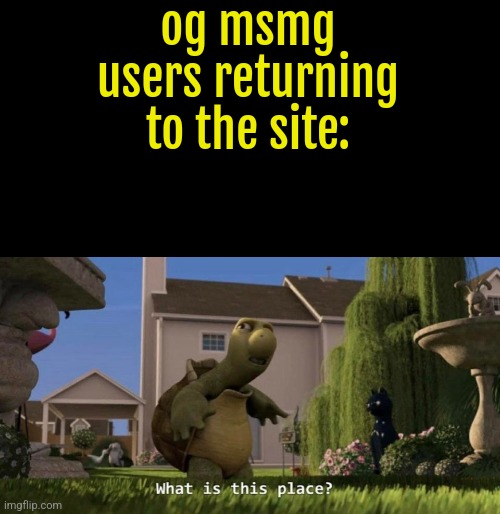 What is this place | og msmg users returning to the site: | image tagged in what is this place | made w/ Imgflip meme maker