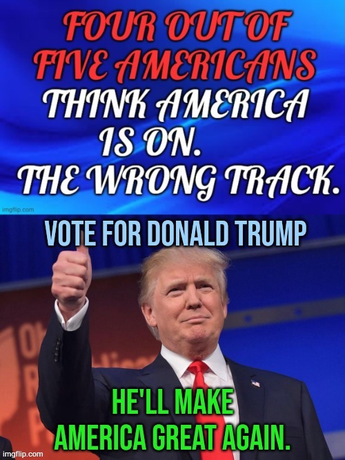 Vote For Donald Trump | image tagged in memes,america,wrong track,vote,trump,make america great again | made w/ Imgflip meme maker