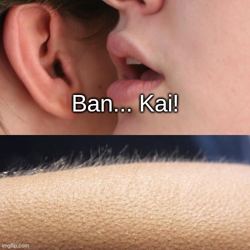 Whisper and Goosebumps | Ban... Kai! | image tagged in whisper and goosebumps | made w/ Imgflip meme maker