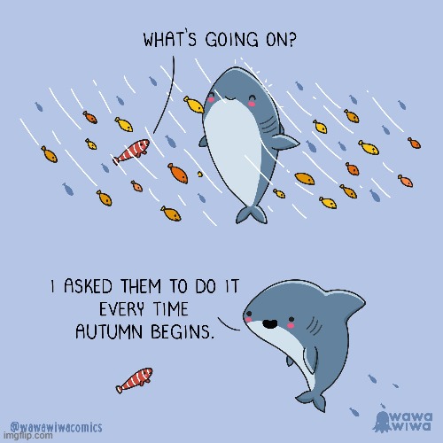 image tagged in shark,fish,autumn,autumn leaves | made w/ Imgflip meme maker