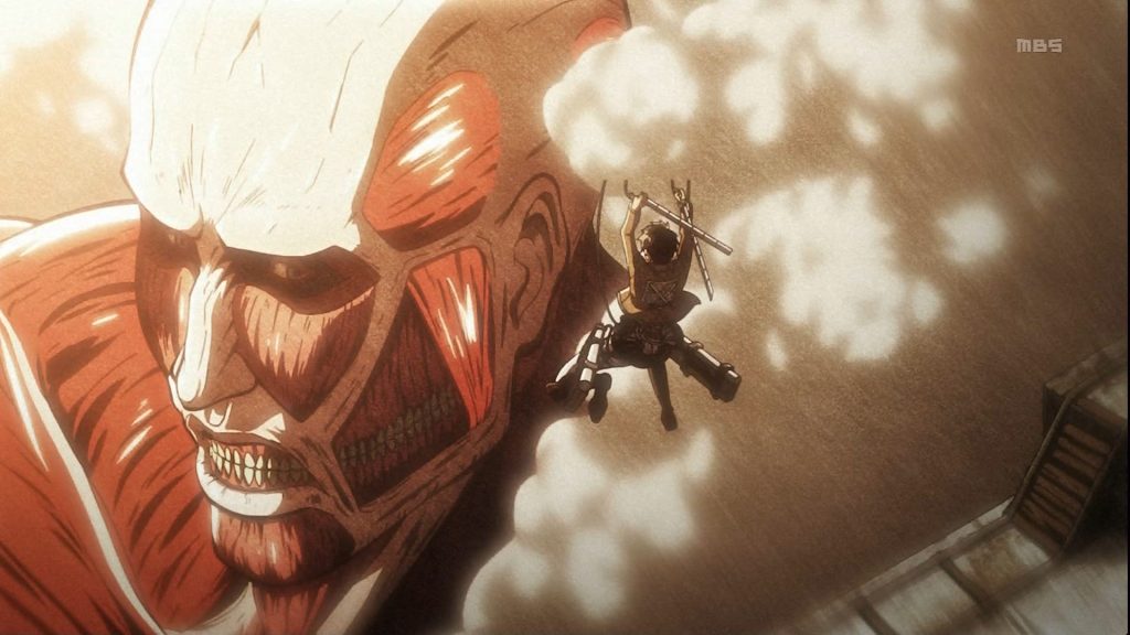 High Quality AOT Eren VS Colossal Titan Blank Meme Template