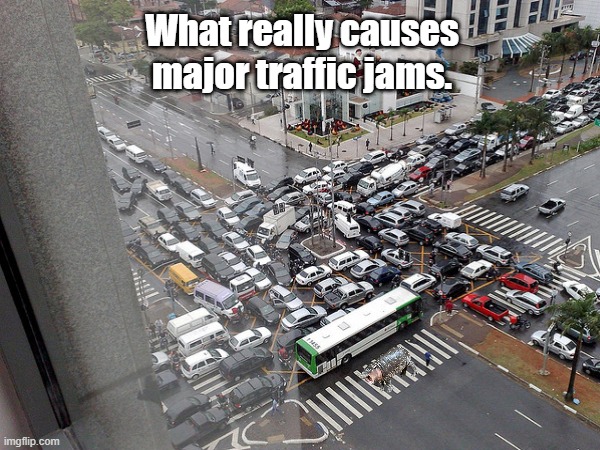 Traffic jams | What really causes major traffic jams. | image tagged in traffic,moo deng | made w/ Imgflip meme maker