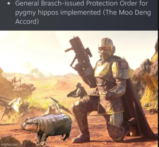 Moo Deng is officially canon to helldivers | made w/ Imgflip meme maker