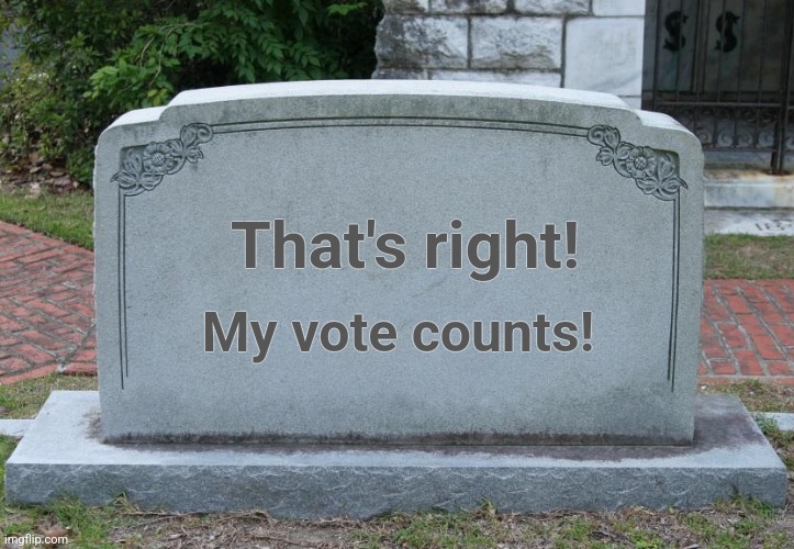 Gravestone | That's right! My vote counts! | image tagged in gravestone | made w/ Imgflip meme maker