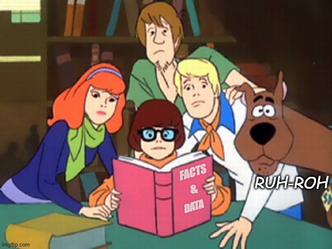 SCOOBY GANG AND BOOK | FACTS RUH-ROH & DATA | image tagged in scooby gang and book | made w/ Imgflip meme maker