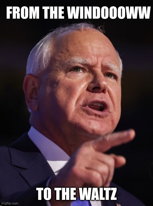 Tim waltz | FROM THE WINDOOOWW; TO THE WALTZ | image tagged in tim waltz | made w/ Imgflip meme maker