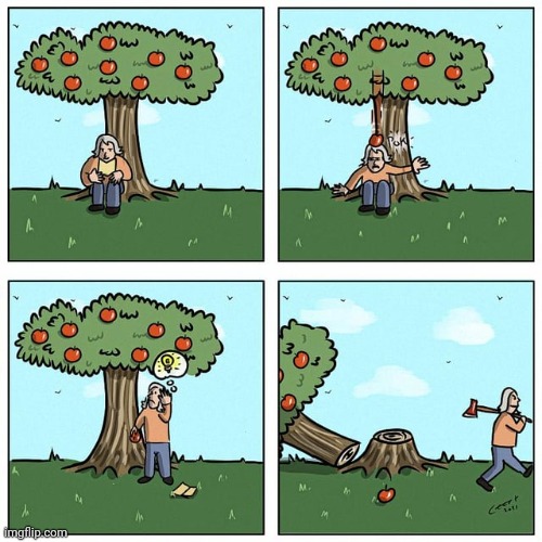 Chopped | image tagged in trees,tree,apple,apples,comics,comics/cartoons | made w/ Imgflip meme maker