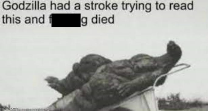 Godzilla Had A Stroke | image tagged in godzilla had a stroke | made w/ Imgflip meme maker