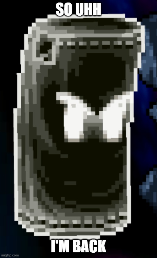 Yep. | SO UHH; I'M BACK | image tagged in angy sandbag | made w/ Imgflip meme maker