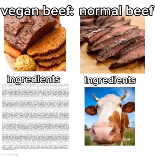 Beef | image tagged in food,vegan,animals | made w/ Imgflip meme maker