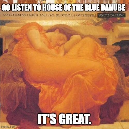 GO LISTEN TO HOUSE OF THE BLUE DANUBE IT'S GREAT. | made w/ Imgflip meme maker