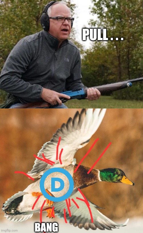 PULL . . . BANG | image tagged in duck flying | made w/ Imgflip meme maker