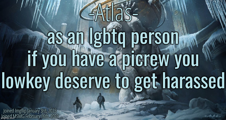 i also made a rant once about why it sucks which i'll link in the comments | as an lgbtq person
if you have a picrew you lowkey deserve to get harassed | image tagged in silver announcement template 11 0 template | made w/ Imgflip meme maker
