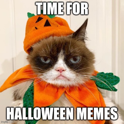 time to speedrun Halloween memes | TIME FOR; HALLOWEEN MEMES | image tagged in grumpy cat halloween,october | made w/ Imgflip meme maker