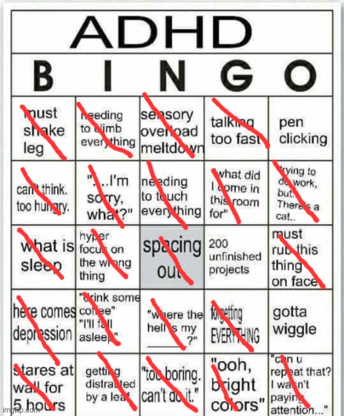 Is This Actually True Or Just Pure Coincidence? ---           Hmm... | image tagged in adhd bingo | made w/ Imgflip meme maker