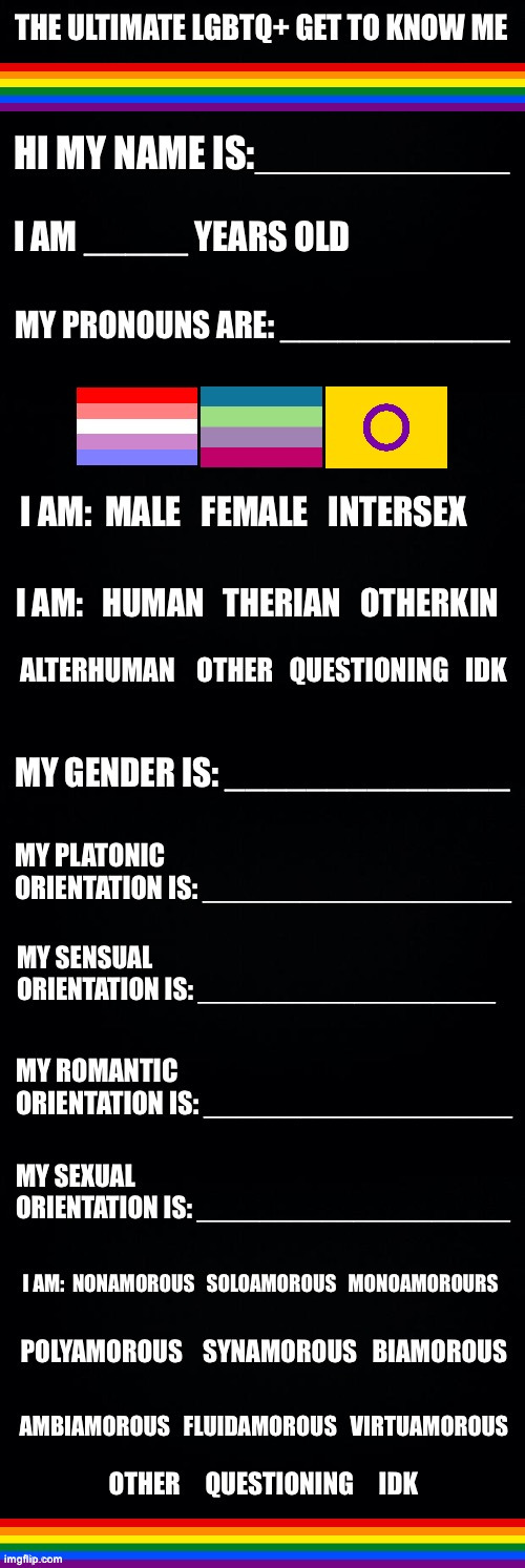 Reminder that InvaderBethany also made this dumpster fire of a template | image tagged in the ultimate lgbtq get to know me | made w/ Imgflip meme maker