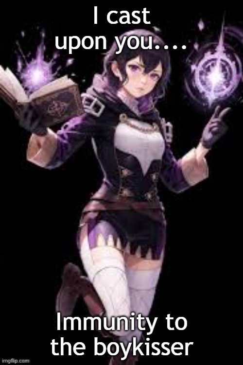 Fire Emblem Morgan | I cast upon you.... Immunity to the boykisser | image tagged in fire emblem morgan | made w/ Imgflip meme maker