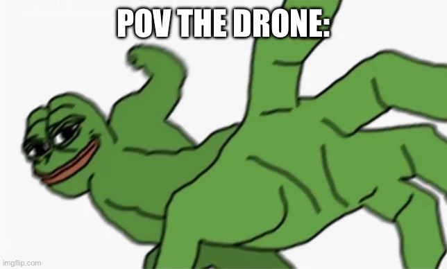 pepe punch | POV THE DRONE: | image tagged in pepe punch | made w/ Imgflip meme maker