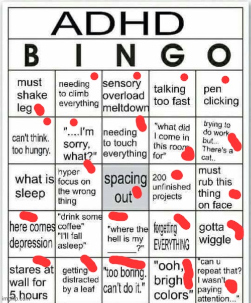 adhd bingo | image tagged in adhd bingo | made w/ Imgflip meme maker