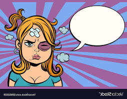 Cartoon Woman with Black Eye Blank Meme Template