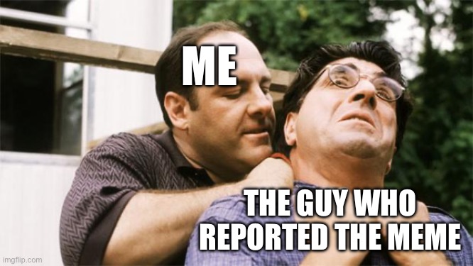 Fed up Tony Soprano | ME; THE GUY WHO REPORTED THE MEME | image tagged in fed up tony soprano,memes | made w/ Imgflip meme maker