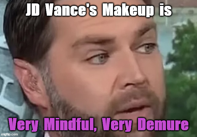 JD  Vance's  Makeup  is; Very  Mindful,  Very  Demure | made w/ Imgflip meme maker