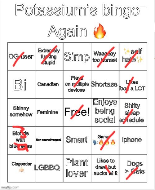 Potassium Bingo V4 | image tagged in potassium bingo v4 | made w/ Imgflip meme maker