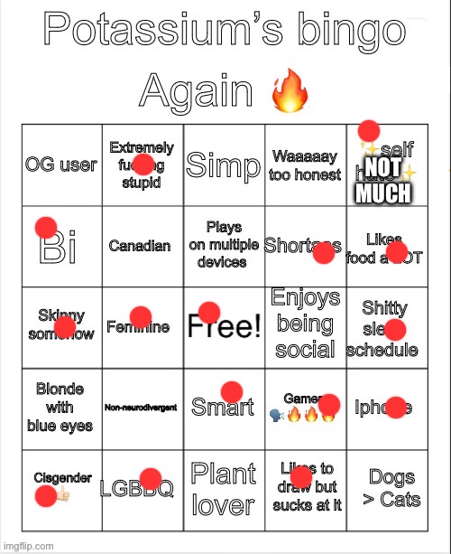 Why did I used to simp | NOT MUCH | image tagged in potassium bingo v4 | made w/ Imgflip meme maker