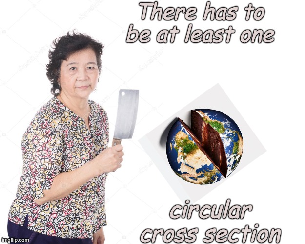 There has to be at least one circular cross section | image tagged in chinese woman cleaver,blank white template | made w/ Imgflip meme maker