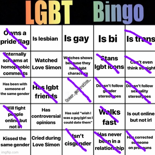 So close… | image tagged in lgbtq bingo | made w/ Imgflip meme maker