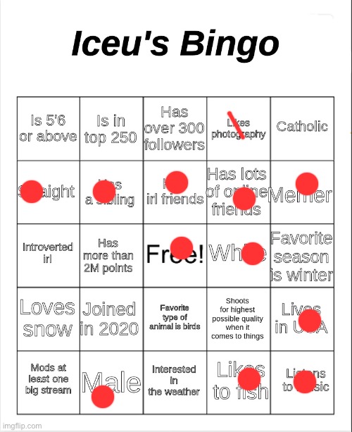 Iceu's Bingo | image tagged in iceu's bingo | made w/ Imgflip meme maker